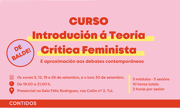 En setembro terá lugar en Tui un curso de Introdución á Teoría Crítica Feminista